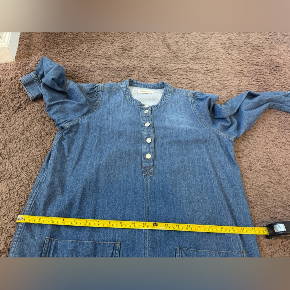 Madewell Denim Puff Sleeve Shirt Dress Long Sleeve Size M Medium $98 - Picture 10 of 10